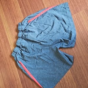 ASICS Shorts Orange Race Stripe Elastic Waist Front Pockets 7" Inseam